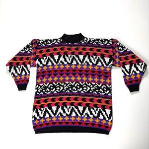 Vintage Jessica Roberts Womens Sweater Geometric Pattern Sz M Made In USA